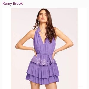 Ramy Brook Angeline Lace Embroidered Tiered Mini Dress, NWT
